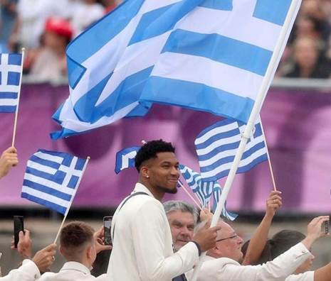 Greek Flag Bearers "Giannis Antetokounmpo" and Antigoni Steal the Spotlight